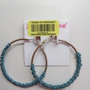 Betsey Johnson New Blue Hoop Earrings